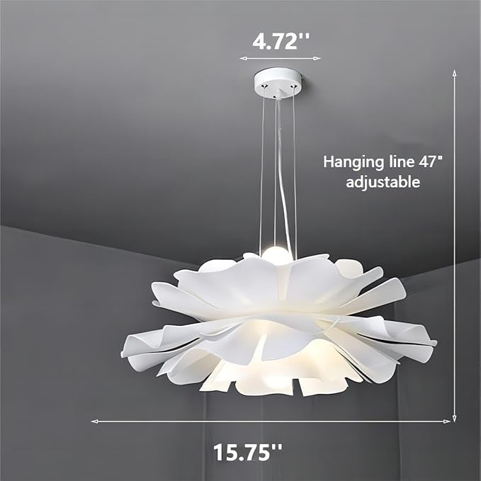 LIGHTLAND 2-Lights Acrylic Flower Pendant Light, Modern Minimalist Creative