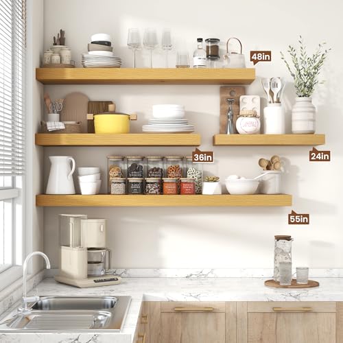 Floating Shelves 55.1" W x 10.3" D Oak Set of 2 (2 Count)