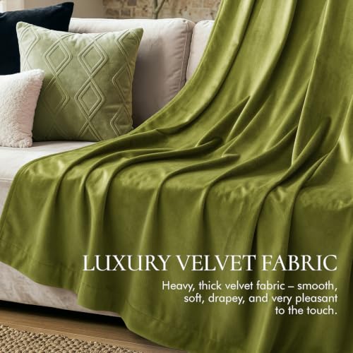 Moss Green Blackout Velvet Curtains Drapes 84 Inch Long 52"x84" (2 Count)