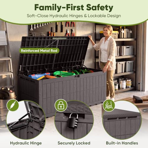 230 Gallon Deck Box Resin Outdoor Storage Box Waterproof