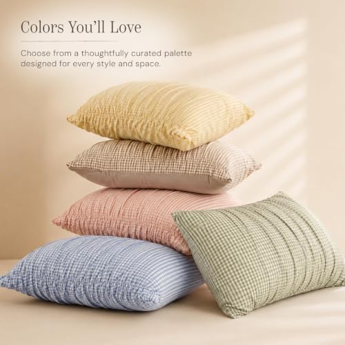 Tan Gingham Full Size Comforter Sets