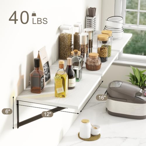 White Floating Shelves 16 Inch Long