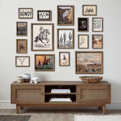 16 PCS Framed Western Wall Art Decor (16 Count)