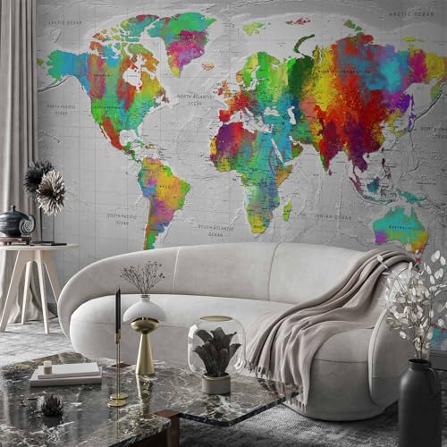Wall Mural World Map 177x124 in (152.63 Sq Ft)