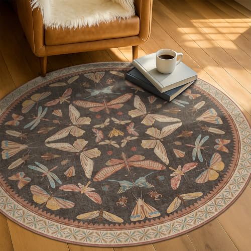 Washable 4ft Round Area Rug for Entryway Indoor (12.57 Sq Ft)