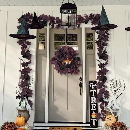 Black Burgundy Garland Artificial Black Rose Garland Fall Leaf Vine (2 Count)
