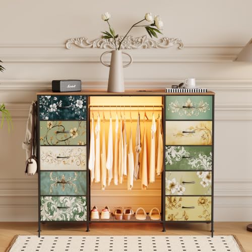 55"W Dresser with Hanging Rack