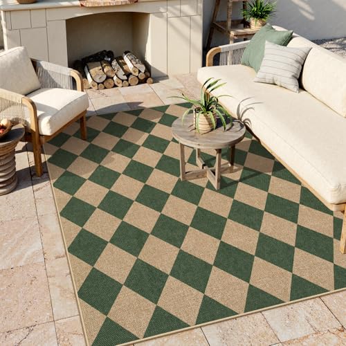 Checkered Easy Jute 5x7 Outdoor Rug (35 Sq Ft)