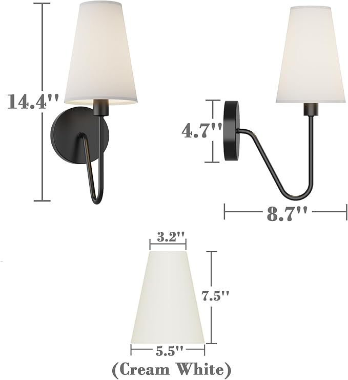 Electro bp;Single Head Classic 1 Light Wall Sconce Lighting Fixture Black