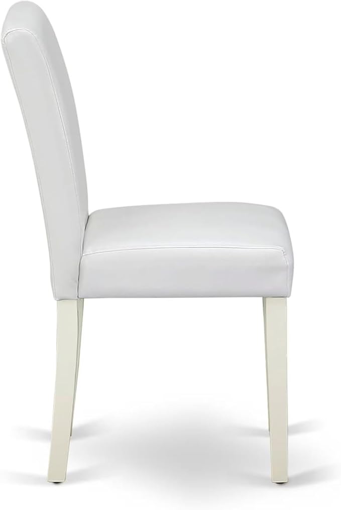 East West Furniture V027AB264-9 9 Piece Modern Dining Table Set Includes a Rectangle Wooden Table with V-Legs and 8 White Faux Leather Parson Dining Chairs, 40x72 Inch, Multi-Color