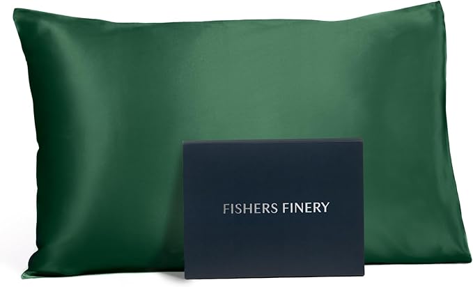 Fishers Finery 25mm 100% Pure Mulberry Silk Pillowcase (Dark Green King)