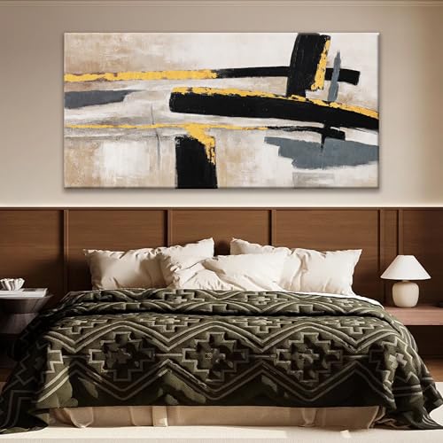 Abstract Wall Art Prints Large Canvas Wall Art Decor Prints Black And Gold Wall Art Decor Modern Paintings Home Wall Decorations For Living Room Bedroom Kitchen Office Decoration 29" × 58"
