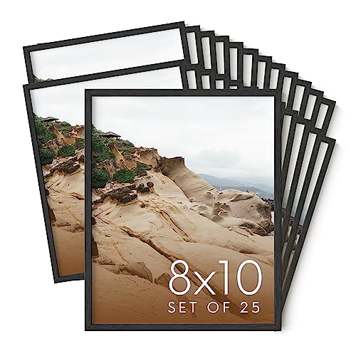 8x10 Black Oak Wood Picture Frames Set of 25 (25 Count)