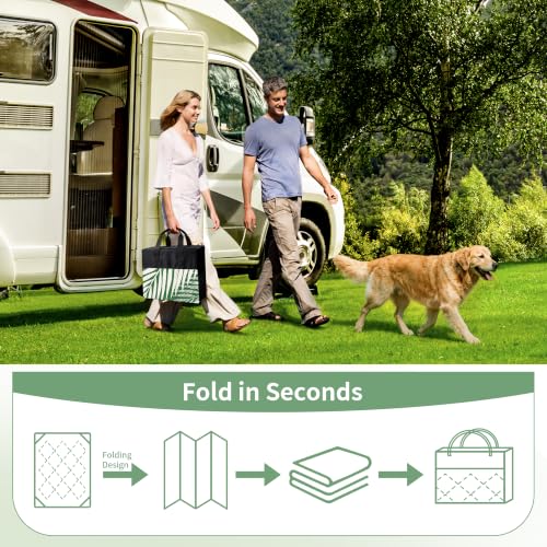 Outdoor Rug Waterproof Plastic Rugs 10'x14' for Camping Dark Green (140 Sq Ft)
