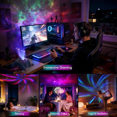 Dual Lens Galaxy Star Aurora Projector Night Light for Bedroom