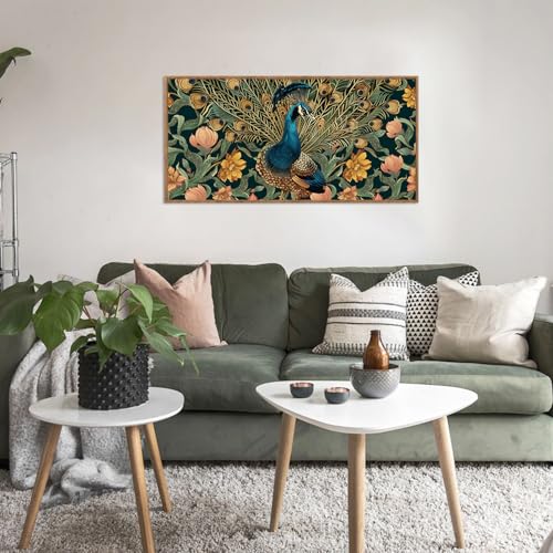 Boho Peacock Framed Canvas Wall Art