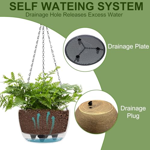 2 Packs Solar Hanging Basket Planters for Plants Outdoor