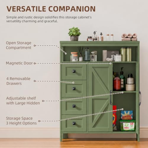 Farmhouse Storage Cabinet with 2 Doors and 4 Drawers