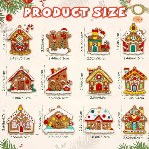 Gingerbread House Ornaments Christmas Tree Decoration (12 Count)