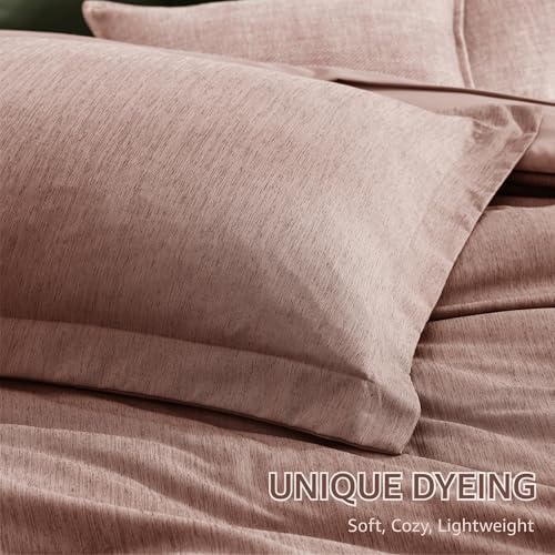 King Comforter Set 7 Pieces Dusty Pink Cationic Dyeing Bed in a Bag