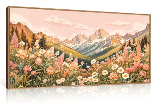 Large Abstract Colorful Mountain Framed Canvas Wall Art