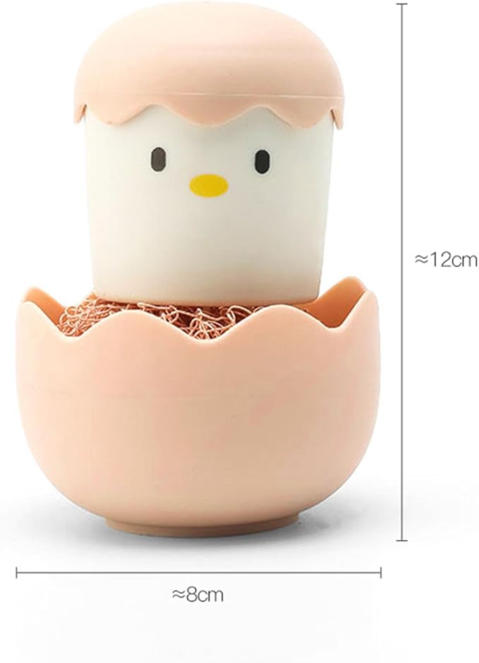 Cartoon Eggshell Dish,Cleaning Brush Long Lasting,Easy to Grip Cute Kitchen Scrub Brush,for Fresh Eggs and Incubator Scrub Brush for Washing Dishes Kitchen Utensils (Pink)