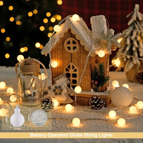 Warm White 100 LED Globe Battery Operated Christmas Lights Indoor