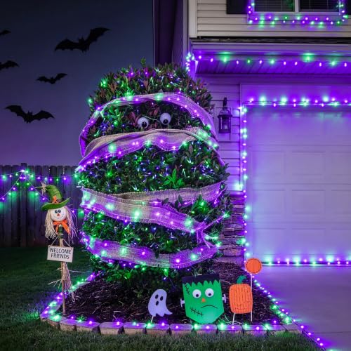 200 LED Purple Green Halloween Lights Indoor Outdoor (66 Foot)