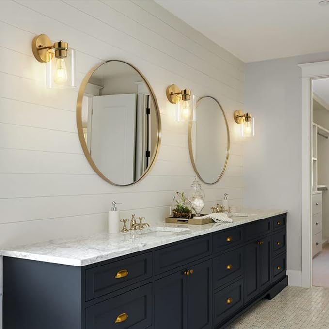 Bathroom Light, Wall Sconces Set of Two, Brushed Gold Vanity Sconce Lights