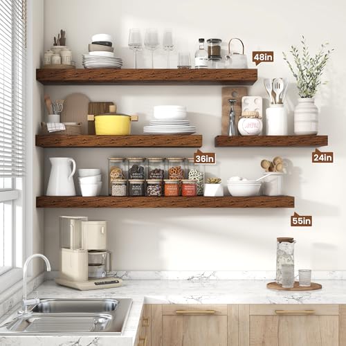 Floating Shelves 35.7" W x 10.3" D Brown Set of 1