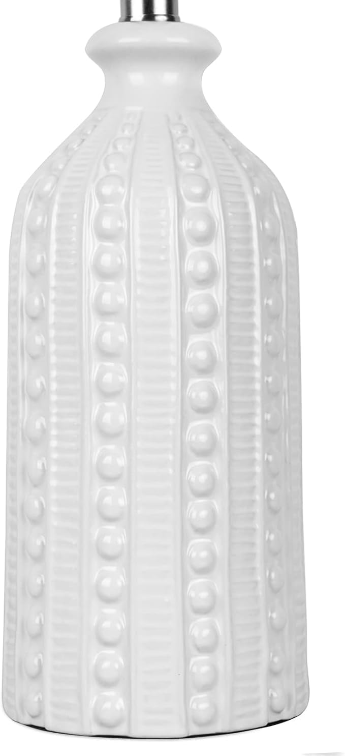 White Ceramic Table Lamp 24.5": 3-Way Dimmable Bedside Lamp