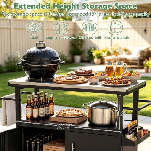 Outdoor Grill Cart with Stainless Steel Top