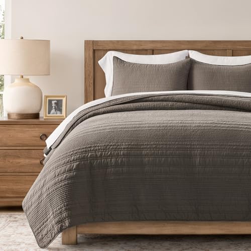 HOME 100% Cotton Modern Lines Quilt Set King Size