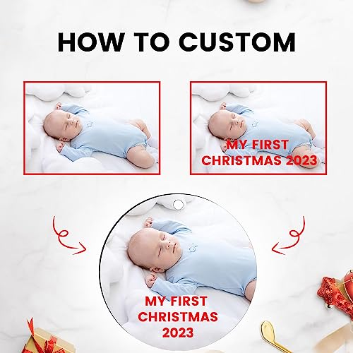 2 Pack Personalized Family Christmas Ornaments 2026 with Photo Text (2 Count)