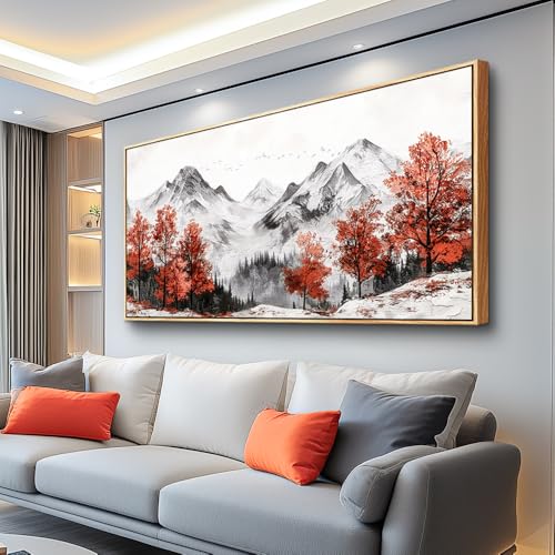 Canvas Wall Art For Living Room Large Wall Decor For Bedroom Red Tree Ink