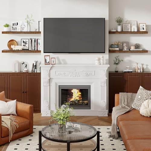 36 Inch Floating Shelves for Wall 8 Inch Deep Rustic Brown Shelves Set of 2 (2 Count)