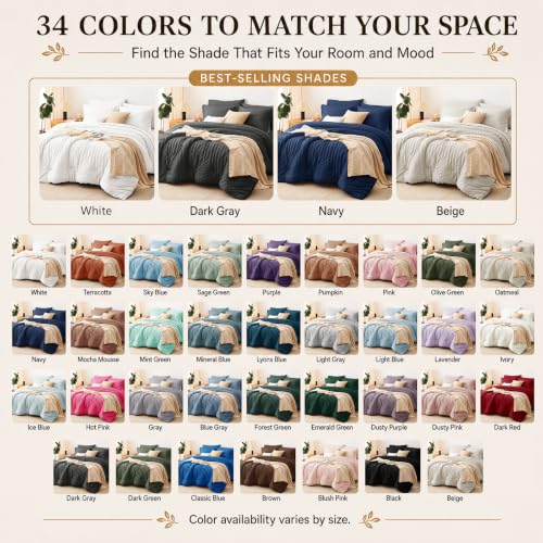King Size Comforter Set 7 Pieces Dark Green Seersucker Bed in a Bag