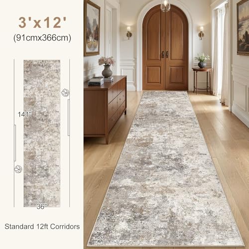 3x12 Washable Runner Rug for Hallway (36 Sq Ft)