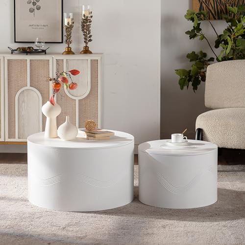 White Round Coffee Table Set of 2 (2 Count)