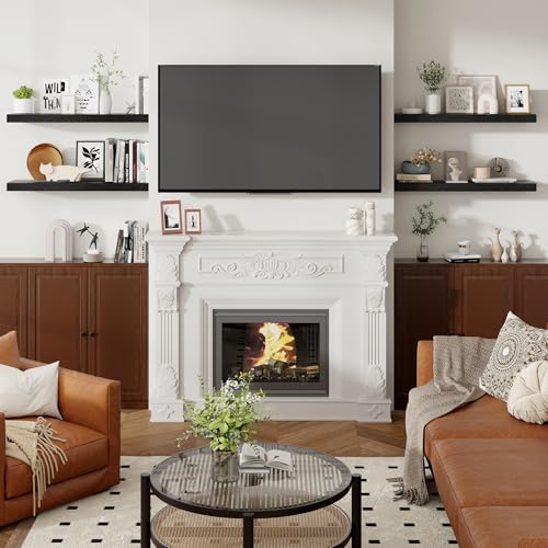 40 Inch Floating Shelves for Wall 8 Inch Deep Black Shelves Set of 2