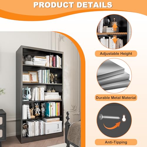 55” Black Bookshelf