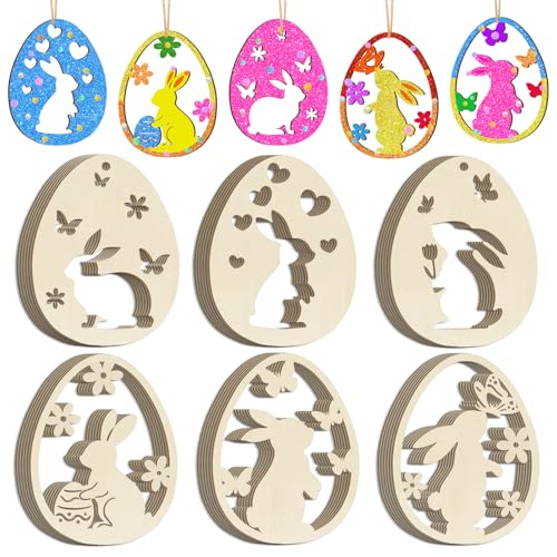 36PCS Wooden Easter Ornaments to Paint (36 Count)