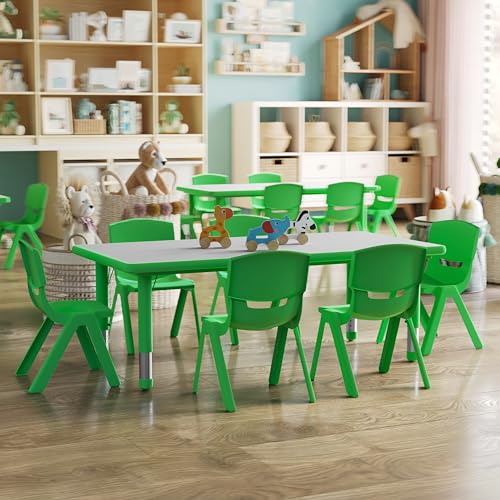 Kids 47.25x23.6 in Activity Table with 6 Chairs