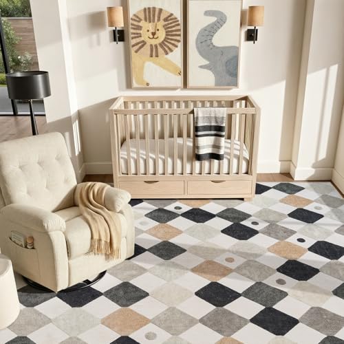 8x10 Kids Playroom Rug Washable Diamond Nursery Play Mat Marble (80 Sq Ft)