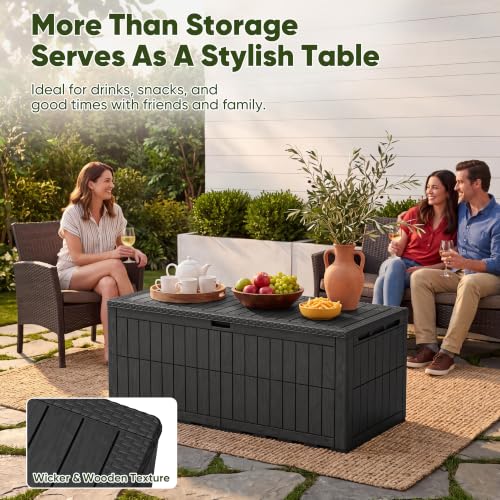 185 Gallon Deck Box Resin Outdoor Storage Box Waterproof