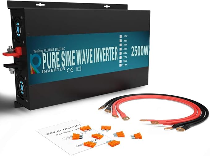 2500 watt 12V Pure Sine Wave Inverter, Automotive Car Power Inverter,Dual 120V AC outlets, DC to AC,Best Back Up Power Supply for RV,Home,Office