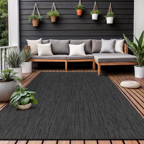 Washable Indoor Outdoor Rug 10x14 Weather Resistant Area Rugs Modern Solid for Porch Deck Balcony Backyard Patio Outside Carpet (141.67 Sq Ft)