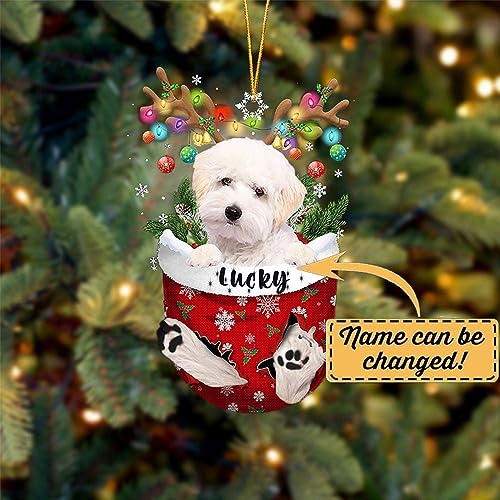White Maltipoo Christmas Tree Ornament