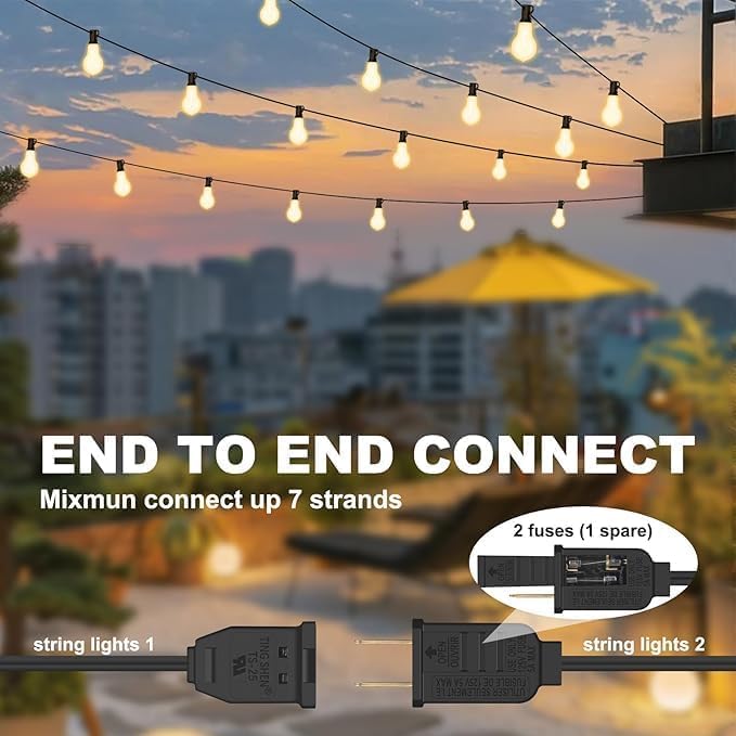 50FT Outdoor String Lights 32+2 Bulbs (50 Foot)