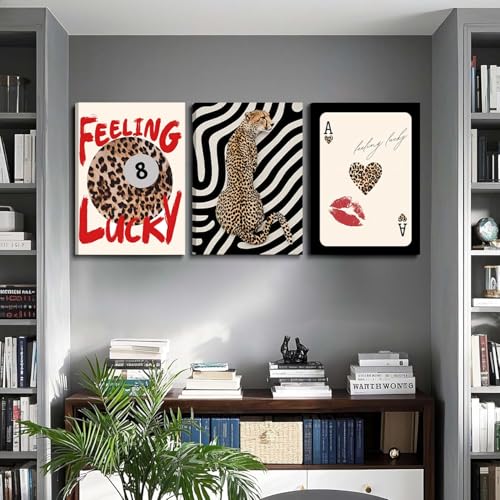3Pcs Framed Trendy Leopard Print Canvas Wall Art (3 Count)